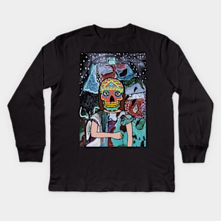 p: A Unique FemaleMask NFT with Mexican Eyes, Green Skin, and a Mysterious Aura Kids Long Sleeve T-Shirt